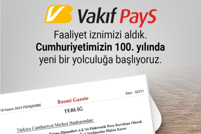 Vakıfbank iştiraki VakıfPays'a TCMB'den faaliyet izni